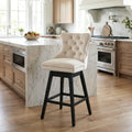 Fahomiss 30" Swivel Bar Stools, Beige Velvet Bar Height Chairs with Back for Home Pub