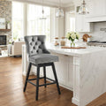 Fahomiss 26" Counter Height Swivel Bar Stools, Gray Velvet Kitchen Island Chairs with Back