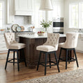 Fahomiss 26" Counter Height Swivel Bar Stools Set of 3, Beige Velvet Kitchen Island Chairs with Back