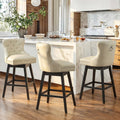 Fahomiss Swivel Bar Stools Set of 3, 30" Bar Height Faux Leather Chairs with Back for Home Bar, Beige