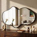 Fahomiss 22"x36" Irregular Wall Mirror, Black Fluid Asymmetrical Mirror for Bathroom Vanity