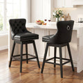 Fahomiss Swivel Bar Stools Set of 2, 30" Bar Height Faux Leather Chairs with Back for Home Bar, Black