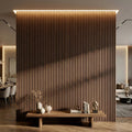 Fahomiss Half-Round Fluted Acoustic Wood Slat Wall Panels 4-Pack 47"x24", Walnut 3D Soundproof