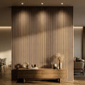 Fahomiss Half-Round Fluted Acoustic Wood Slat Wall Panels 4-Pack 47"x24", Natural 3D Soundproof
