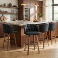 Fahomiss 26" Swivel Counter Height Bar Stools Set of 4, Black Leather Farmhouse Kitchen Stools