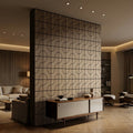 Fahomiss Modern Curved Acoustic Wood Slat Wall Panels 4-Pack 24"x24", Walnut 3D Tiles
