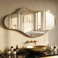 Fahomiss 24"x43" Irregular Wall Mirror, Gold Asymmetrical Teardrop Bathroom Mirror for Vanity