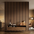 Fahomiss Asymmetric Acoustic Wood Slat Wall Tiles 4-Pack 24"x24", Walnut 3D Linear Panels