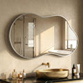 Fahomiss 24"x36" Irregular Wall Mirror, Cloud Shaped Silver Asymmetrical Bathroom Vanity