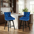 Fahomiss 30" Swivel Bar Stools Set of 2, Blue Velvet Bar Height Chairs with Back for Home Pub