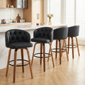 Fahomiss 28" Swivel Bar Height Bar Stools Set of 4, Black Leather Farmhouse Chairs with Back