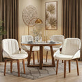Fahomiss Swivel Dining Chair Set of 4, Mid Century Kitchen Chairs White PU Leather