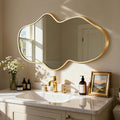 Fahomiss 24"x40" Irregular Wall Mirror, Gold Fluid Asymmetrical Mirror for Bathroom Vanity