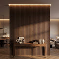 Fahomiss Modern Acoustic Wood Slat Wall Panels 4-Pack 47"x24", Walnut 3D Soundproof Decor