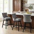 Fahomiss 26" Counter Height Swivel Bar Stools Set of 3, Gray Velvet Kitchen Island Chairs with Back