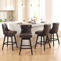Fahomiss Swivel Bar Stools Counter Height Set of 4, 26" Faux Leather Kitchen Island Chairs with Back, Brown