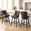 Fahomiss Swivel Bar Stools Set of 3, 30" Bar Height Faux Leather Chairs with Back for Home Bar, Brown
