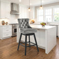 Fahomiss 30" Swivel Bar Stools, Gray Velvet Bar Height Chairs with Back for Home Pub