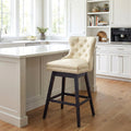Fahomiss Swivel Bar Stools Counter Height, 26" Faux Leather Kitchen Island Chairs with Back, Beige