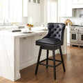 Fahomiss Swivel Bar Stools Counter Height, 26" Faux Leather Kitchen Island Chairs with Back, Black
