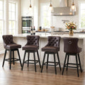Fahomiss Swivel Bar Stools Set of 4, 30" Bar Height Faux Leather Chairs with Back for Home Bar, Brown