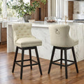 Fahomiss Swivel Bar Stools Counter Height Set of 2, 26" Faux Leather Kitchen Island Chairs with Back, Beige