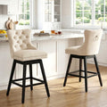 Fahomiss 30" Swivel Bar Stools Set of 2, Beige Velvet Bar Height Chairs with Back for Home Pub