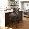 Fahomiss Swivel Bar Stools, 30" Bar Height Faux Leather Chairs with Back for Home Bar, Brown