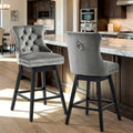 Fahomiss 30" Swivel Bar Stools Set of 2, Gray Velvet Bar Height Chairs with Back for Home Pub