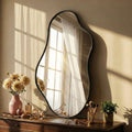 Fahomiss 20"x36" Irregular Wall Mirror, Black Asymmetrical Teardrop Bathroom Mirror for Vanity
