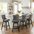 Fahomiss 30" Swivel Bar Stools Set of 4, Gray Velvet Bar Height Chairs with Back for Home Pub
