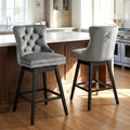Fahomiss 26" Counter Height Swivel Bar Stools Set of 2, Gray Velvet Kitchen Island Chairs with Back