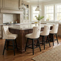 Fahomiss 30" Swivel Bar Stools Set of 4, Beige Velvet Bar Height Chairs with Back for Home Pub