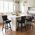 Fahomiss Swivel Bar Stools Counter Height Set of 3, 26" Faux Leather Kitchen Island Chairs with Back, Black