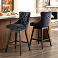 Fahomiss 26" Counter Height Swivel Bar Stools Set of 2, Black Velvet Kitchen Island Chairs with Back