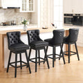 Fahomiss Swivel Bar Stools Counter Height Set of 4, 26" Faux Leather Kitchen Island Chairs with Back, Black