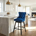 Fahomiss 26" Counter Height Swivel Bar Stools, Blue Velvet Kitchen Island Chairs with Back