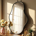 Fahomiss 22"x36" Irregular Wall Mirror, Black Asymmetrical Organic Bathroom Mirror for Vanity