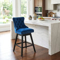 Fahomiss 30" Swivel Bar Stools, Blue Velvet Bar Height Chairs with Back for Home Pub