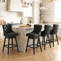 Fahomiss Swivel Bar Stools Set of 4, 30" Bar Height Faux Leather Chairs with Back for Home Bar, Black