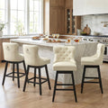 Fahomiss Swivel Bar Stools Set of 4, 30" Bar Height Faux Leather Chairs with Back for Home Bar, Beige