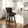 Fahomiss Swivel Bar Stools Counter Height, 26" Faux Leather Kitchen Island Chairs with Back, Brown