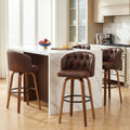 Fahomiss 28" Swivel Bar Height Bar Stools Set of 4, Brown Leather Farmhouse Chairs with Back