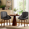 Fahomiss Swivel Dining Chair Set of 2, Mid Century Kitchen Chairs Black PU Leather