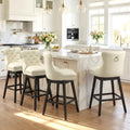 Fahomiss Swivel Bar Stools Counter Height Set of 4, 26" Faux Leather Kitchen Island Chairs with Back, Beige