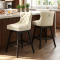 Fahomiss Swivel Bar Stools Set of 2, 30" Bar Height Faux Leather Chairs with Back for Home Bar, Beige