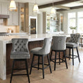 Fahomiss 26" Counter Height Swivel Bar Stools Set of 4, Gray Velvet Kitchen Island Chairs with Back